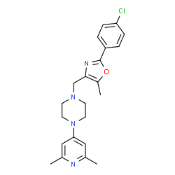 ChemSpider 2D Image | 1-{[2-(4-Chlorophenyl)-5-methyl-1,3-oxazol-4-yl]methyl}-4-(2,6-dimethyl-4-pyridinyl)piperazine | C22H25ClN4O