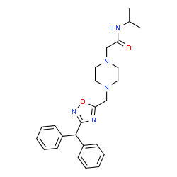 ChemSpider 2D Image | 2-(4-{[3-(Diphenylmethyl)-1,2,4-oxadiazol-5-yl]methyl}-1-piperazinyl)-N-isopropylacetamide | C25H31N5O2