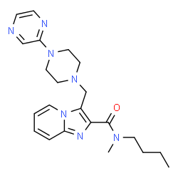 ChemSpider 2D Image | N-Butyl-N-methyl-3-{[4-(2-pyrazinyl)-1-piperazinyl]methyl}imidazo[1,2-a]pyridine-2-carboxamide | C22H29N7O