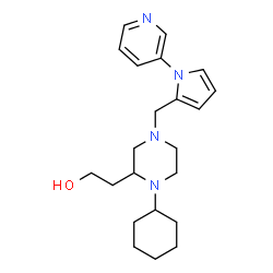 ChemSpider 2D Image | 2-(1-Cyclohexyl-4-{[1-(3-pyridinyl)-1H-pyrrol-2-yl]methyl}-2-piperazinyl)ethanol | C22H32N4O