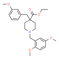 ChemSpider 2D Image | Ethyl 1-(2,5-dimethoxybenzyl)-4-(3-methoxybenzyl)-4-piperidinecarboxylate | C25H33NO5