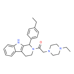 ChemSpider 2D Image | 1-[1-(4-Ethylphenyl)-1,3,4,9-tetrahydro-2H-beta-carbolin-2-yl]-2-(4-ethyl-1-piperazinyl)ethanone | C27H34N4O