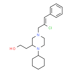 ChemSpider 2D Image | 2-{4-[(2Z)-2-Chloro-3-phenyl-2-propen-1-yl]-1-cyclohexyl-2-piperazinyl}ethanol | C21H31ClN2O