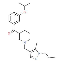 ChemSpider 2D Image | (3-Isopropoxyphenyl){1-[(5-methyl-1-propyl-1H-pyrazol-4-yl)methyl]-3-piperidinyl}methanone | C23H33N3O2