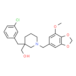 ChemSpider 2D Image | {3-(3-Chlorobenzyl)-1-[(7-methoxy-1,3-benzodioxol-5-yl)methyl]-3-piperidinyl}methanol | C22H26ClNO4