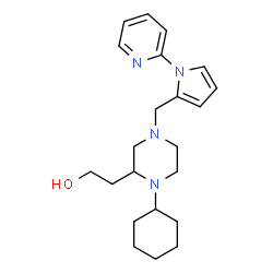 ChemSpider 2D Image | 2-(1-Cyclohexyl-4-{[1-(2-pyridinyl)-1H-pyrrol-2-yl]methyl}-2-piperazinyl)ethanol | C22H32N4O