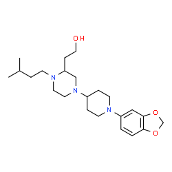 ChemSpider 2D Image | 2-{4-[1-(1,3-Benzodioxol-5-yl)-4-piperidinyl]-1-(3-methylbutyl)-2-piperazinyl}ethanol | C23H37N3O3