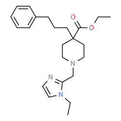 ChemSpider 2D Image | Ethyl 1-[(1-ethyl-1H-imidazol-2-yl)methyl]-4-(3-phenylpropyl)-4-piperidinecarboxylate | C23H33N3O2