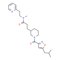 ChemSpider 2D Image | 3-{1-[(5-Isobutyl-1,2-oxazol-3-yl)carbonyl]-3-piperidinyl}-N-methyl-N-[2-(2-pyridinyl)ethyl]propanamide | C24H34N4O3