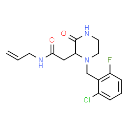 ChemSpider 2D Image | N-Allyl-2-[1-(2-chloro-6-fluorobenzyl)-3-oxo-2-piperazinyl]acetamide | C16H19ClFN3O2