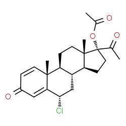 ChemSpider 2D Image | (6?)-17-(acetyloxy)-6-chloro-pregna-1,4-diene-3,20-dione | C23H29ClO4