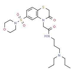 ChemSpider 2D Image | N-[3-(Dipropylamino)propyl]-2-[6-(4-morpholinylsulfonyl)-3-oxo-2,3-dihydro-4H-1,4-benzothiazin-4-yl]acetamide | C23H36N4O5S2