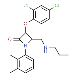 ChemSpider 2D Image | 3-(2,4-dichlorophenoxy)-1-(2,3-dimethylphenyl)-4-(propylaminomethyl)-2-azetidinone | C21H24Cl2N2O2