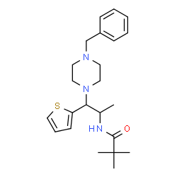 ChemSpider 2D Image | N-[1-(4-Benzyl-1-piperazinyl)-1-(2-thienyl)-2-propanyl]-2,2-dimethylpropanamide | C23H33N3OS