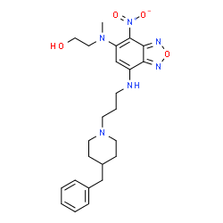 ChemSpider 2D Image | 2-[(7-{[3-(4-Benzyl-1-piperidinyl)propyl]amino}-4-nitro-2,1,3-benzoxadiazol-5-yl)(methyl)amino]ethanol | C24H32N6O4