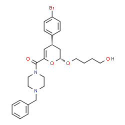 ChemSpider 2D Image | (4-Benzyl-1-piperazinyl)[(2R,4R)-4-(4-bromophenyl)-2-(4-hydroxybutoxy)-3,4-dihydro-2H-pyran-6-yl]methanone | C27H33BrN2O4
