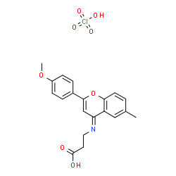 ChemSpider 2D Image | (E)-N-[2-(4-Methoxyphenyl)-6-methyl-4H-chromen-4-ylidene]-beta-alanine perchlorate (1:1) | C20H20ClNO8