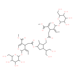ChemSpider 2D Image | Methyl (3Z)-4-(2-{[5-(1,3-dihydroxy-2-propanyl)-3-{2-[(3Z)-3-ethylidene-2-(hexopyranosyloxy)-5-(methoxycarbonyl)-3,4-dihydro-2H-pyran-4-yl]acetoxy}-2-methylcyclopentyl]methoxy}-2-oxoethyl)-3-ethyliden
e-2-(hexopyranosyloxy)-3,4-dihydro-2H-pyran-5-carboxylate | C44H64O24