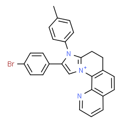ChemSpider 2D Image | 10-(4-Bromophenyl)-9-(4-methylphenyl)-8,9-dihydro-7H-imidazo[1,2-a][1,10]phenanthrolin-12-ium | C27H21BrN3