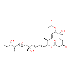 ChemSpider 2D Image | (1R)-4-C-{(1E,3E)-4-[(2S,3S,4E,6S,7R,10R)-6-Acetoxy-7,10-dihydroxy-3,7-dimethyl-12-oxooxacyclododec-4-en-2-yl]-1,3-pentadien-1-yl}-1,2-anhydro-3,5-dideoxy-1-[(2R,3S)-3-hydroxy-2-pentanyl]-D-erythro-pe
ntitol | C30H48O9