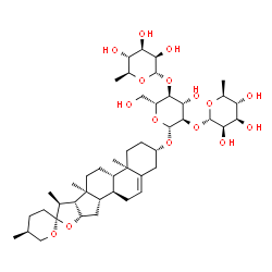 ChemSpider 2D Image | (3beta,22S,25S)-Spirost-5-en-3-yl 6-deoxy-alpha-L-mannopyranosyl-(1->2)-[6-deoxy-alpha-L-mannopyranosyl-(1->4)]-beta-D-glucopyranoside | C45H72O16