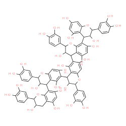 ChemSpider 2D Image | 2,2',2'',2''',2''''-Pentakis(3,4-dihydroxyphenyl)-3,3',3'',3''',3'''',4,4',4'',4''',4''''-decahydro-2H,2'H,2''H,2'''H,2''''H-4,8':4',6'':4'',6''':4''',8''''-quinquechromene-3,3',3'',3''',3'''',5,5',5'
',5''',5'''',7,7',7'',7''',7''''-pentadecol | C75H62O30