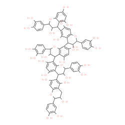ChemSpider 2D Image | 2,2',2'',2''',2''''-Pentakis(3,4-dihydroxyphenyl)-3,3',3'',3''',3'''',4,4',4'',4''',4''''-decahydro-2H,2'H,2''H,2'''H,2''''H-4,6':4',8'':4'',8''':4''',6''''-quinquechromene-3,3',3'',3''',3'''',5,5',5'
',5''',5'''',7,7',7'',7''',7''''-pentadecol | C75H62O30