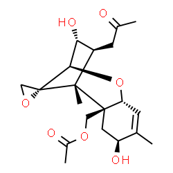 ChemSpider 2D Image | (3beta,4alpha,8alpha,12R)-3,8-Dihydroxy-4-(2-oxopropyl)-12,13-epoxytrichothec-9-en-15-yl acetate | C20H28O7