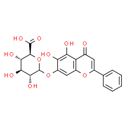 ChemSpider 2D Image | 5,6-Dihydroxy-4-oxo-2-phenyl-4H-chromen-7-yl D-glucopyranosiduronic acid | C21H18O11