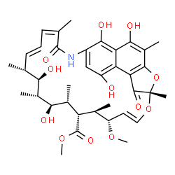 ChemSpider 2D Image | Methyl (7S,9E,11R,12R,13R,14R,15R,16R,17R,18R,19E,21Z)-2,15,17,27,29-pentahydroxy-11-methoxy-3,7,12,14,16,18,22-heptamethyl-6,23-dioxo-8,30-dioxa-24-azatetracyclo[23.3.1.1~4,7~.0~5,28~]triaconta-1(29)
,2,4,9,19,21,25,27-octaene-13-carboxylate | C37H47NO12