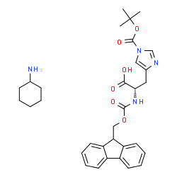 ChemSpider 2D Image | N-[(9H-Fluoren-9-ylmethoxy)carbonyl]-1-{[(2-methyl-2-propanyl)oxy]carbonyl}-L-histidine - cyclohexanamine (1:1) | C32H40N4O6