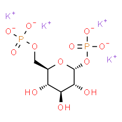 ChemSpider 2D Image | Tetrapotassium 1,6-di-O-phosphonato-alpha-D-glucopyranose | C6H10K4O12P2