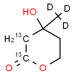 ChemSpider 2D Image | 4-Hydroxy-4-(~2~H_3_)methyl(2,3-~13~C_2_)tetrahydro-2H-pyran-2-one | C413C2H7D3O3