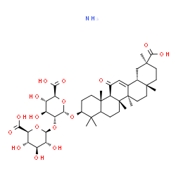 ChemSpider 2D Image | (3beta,5xi)-30-Hydroxy-11,30-dioxoolean-12-en-3-yl 2-O-beta-D-glucopyranuronosyl-alpha-D-glucopyranosiduronic acid ammoniate (1:1) | C42H65NO16