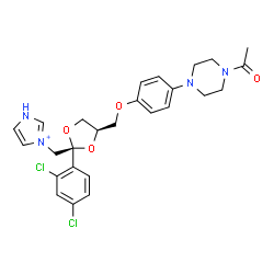 ChemSpider 2D Image | 3-{[(2S,4R)-4-{[4-(4-Acetyl-1-piperazinyl)phenoxy]methyl}-2-(2,4-dichlorophenyl)-1,3-dioxolan-2-yl]methyl}-1H-imidazol-3-ium | C26H29Cl2N4O4
