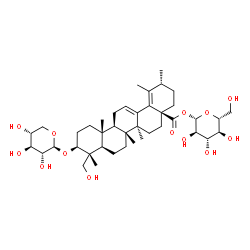 ChemSpider 2D Image | 1-O-[(3beta)-23-Hydroxy-28-oxo-3-(beta-D-xylopyranosyloxy)ursa-12,18-dien-28-yl]-beta-D-glucopyranose | C41H64O13