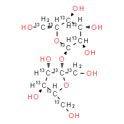 ChemSpider 2D Image | (5xi)-beta-D-(~13~C_6_)-threo-Hex-2-ulofuranosyl alpha-D-(~13~C_6_)glucopyranoside | 13C12H22O11