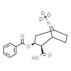 ChemSpider 2D Image | (2R,3S)-3-(Benzoyloxy)-8-(~2~H_3_)methyl-8-azabicyclo[3.2.1]octane-2-carboxylic acid | C16H16D3NO4