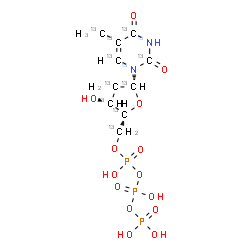 ChemSpider 2D Image | (~13~C_10_,~15~N_2_)Thymidine 5'-(tetrahydrogen triphosphate) | 13C10H1715N2O14P3
