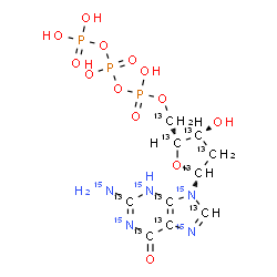 ChemSpider 2D Image | 2'-Deoxy(~13~C_10_,~15~N_5_)guanosine 5'-(tetrahydrogen triphosphate) | 13C10H1615N5O13P3