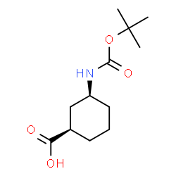 ChemSpider 2D Image | (1R,3S)-3-[(tert-Butoxycarbonyl)amino]cyclohexanecarboxylic acid | C12H21NO4