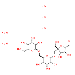 ChemSpider 2D Image | alpha-D-Galactopyranosyl-(1->6)-alpha-D-glucopyranosyl-(1->1)-2,5-anhydro-2-(hydroxymethyl)-D-glucitol pentahydrate | C19H44O21