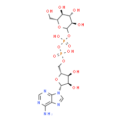 ChemSpider 2D Image | [(2R,3S,4R,5R)-5-(6-Amino-9H-purin-9-yl)-3,4-dihydroxytetrahydro-2-furanyl]methyl (3R,4S,5S,6R)-3,4,5-trihydroxy-6-(hydroxymethyl)tetrahydro-2H-pyran-2-yl dihydrogen diphosphate | C16H25N5O15P2