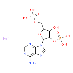 ChemSpider 2D Image | 9H-Purin-6-amine, 9-(2,5-di-O-phosphonopentofuranosyl)-, sodium salt (1:1) | C10H15N5NaO10P2