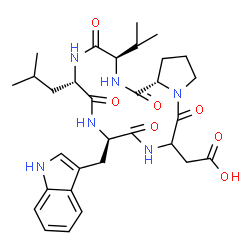 ChemSpider 2D Image | Cyclo(alpha-aspartyl-L-prolyl-D-valyl-L-leucyl-D-tryptophyl) | C31H42N6O7