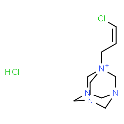 ChemSpider 2D Image | 3,5,7-Triaza-1-azoniatricyclo[3.3.1.1~3,7~]decane, 1-[(2Z)-3-chloro-2-propen-1-yl]-, hydrochloride (1:1) | C9H17Cl2N4