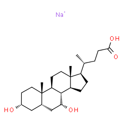ChemSpider 2D Image | Cholan-24-oic acid, 3,7-dihydroxy-, sodium salt, (3alpha,5beta,7alpha)- (1:1) | C24H40NaO4