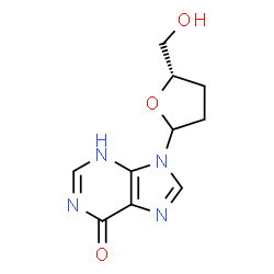 ChemSpider 2D Image | 9-[(5S)-5-(Hydroxymethyl)tetrahydro-2-furanyl]-3,9-dihydro-6H-purin-6-one | C10H12N4O3