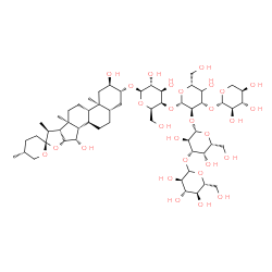 ChemSpider 2D Image | (2alpha,3beta,5alpha,15beta,25R)-2,15-Dihydroxyspirostan-3-yl D-glucopyranosyl-(1->3)-beta-D-galactopyranosyl-(1->2)-[beta-D-xylopyranosyl-(1->3)]-(4xi)-beta-D-xylo-hexopyranosyl-(1->4)-beta-D-galacto
pyranoside | C56H92O29