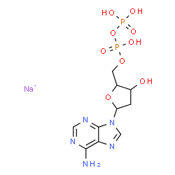 ChemSpider 2D Image | 9H-Purin-6-amine, 9-[2-deoxy-5-O-[hydroxy(phosphonooxy)phosphinyl]pentofuranosyl]-, sodium salt (1:1) | C10H15N5NaO9P2